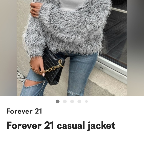 SHEIN Black and White Fuzzy Cardigan - Picture 2 of 3